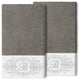 Linum Home Turkish Cotton Monica 2-Piece Embellished Bath Towel Set, Dark Gray
