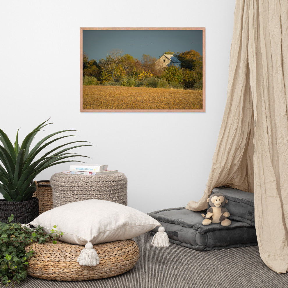 Abandoned Barn In The Trees Framed Photo Paper Wall Art Prints, Red Oak, 24" X 36"