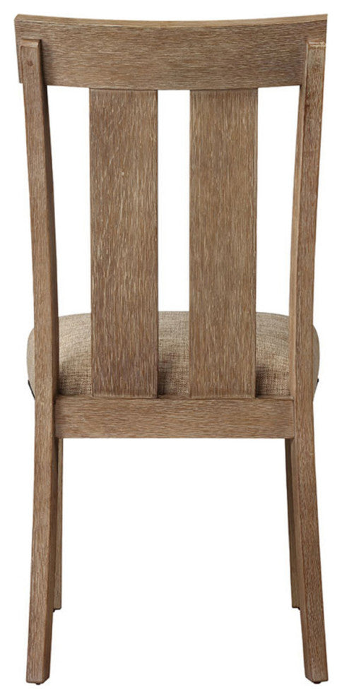 Set of 2 Upholstered Side Chair, Maple Finish