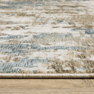 Easely Modern Abstract Elements Beige/ Teal Area Rug, 5'3" x 7'6"