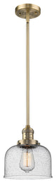 1-Light Large Bell 8" Pendant, Brushed Brass, Glass: Seedy