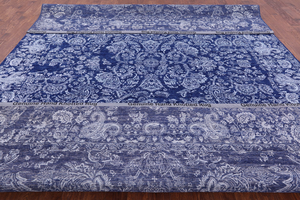 10' 2" X 14' 1" Handmade Wool and Silk Persian Rug Q8688