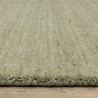 Apollo Heathered Solid Sage Green Hand-Made Wool Area Rug 10' x 13'