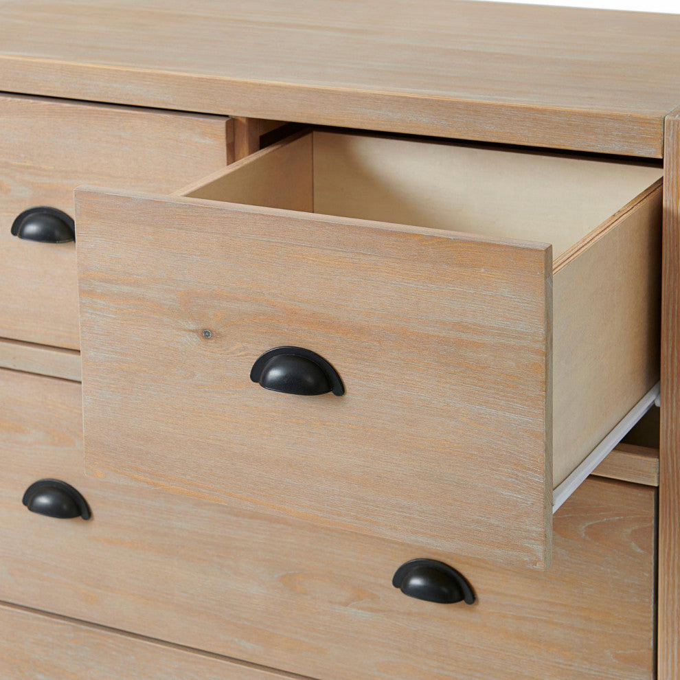 Modern Rustic Dresser, 5 Storage Drawers With Hooded Rubbed Bronze Pull Handles