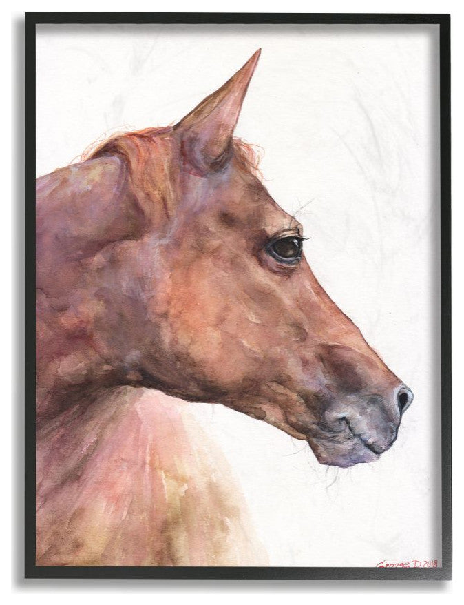 Horse Head Animal Watercolor Painting, 11"x14"