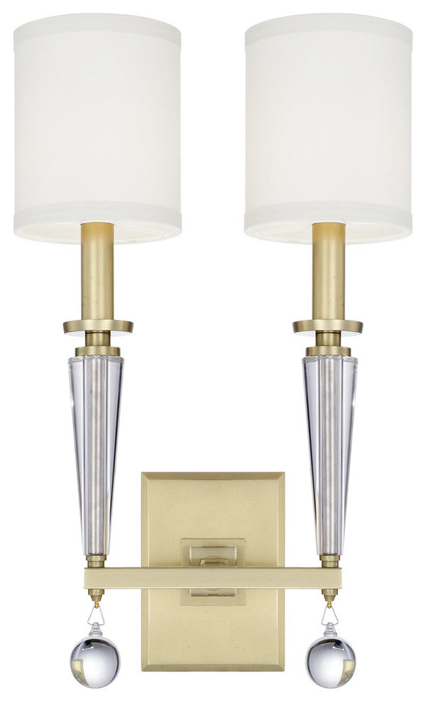 Crystorama 8102-AG, 2-Light Wall Mount, Aged Brass