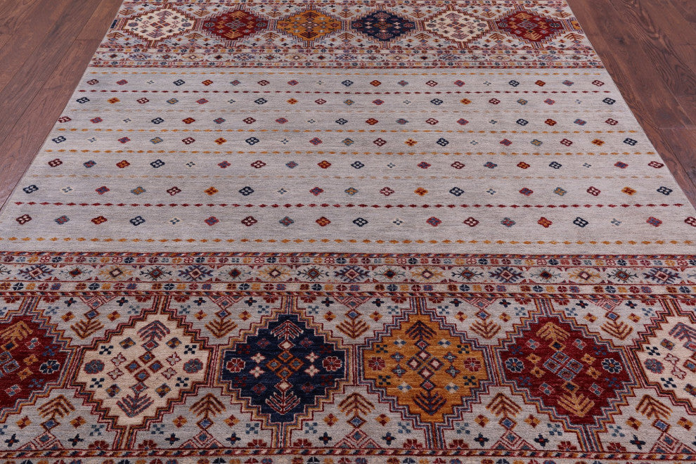 6' 5" X 9' 8" Khorjin Super Kazak Handmade Wool Rug Q5659