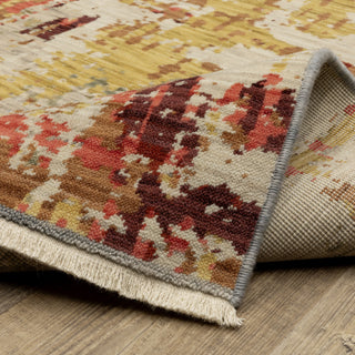 Saturn Distressed Abstract Beige/Multi Wool Blend Area Rug 7'10" x 10'10"