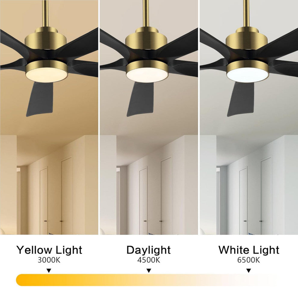 60 in LED Gold Ceiling Fan with Remote and Reversible DC Motor