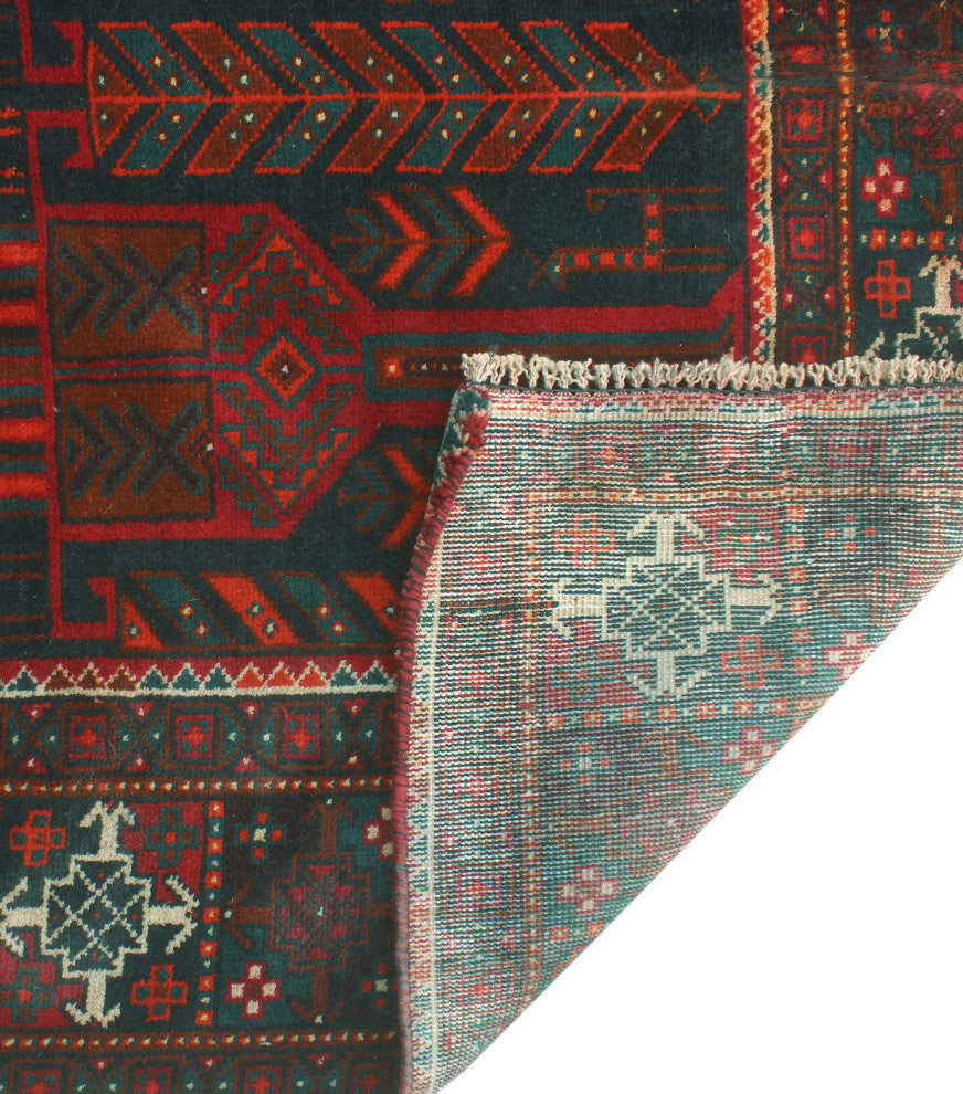 Vintage Distressed Adeleka Charcoal/Red Runner, 3'10x9'2