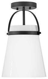 Lark Tori 13.75" Single Convertible Pendant, Black + Cased Opal Glass