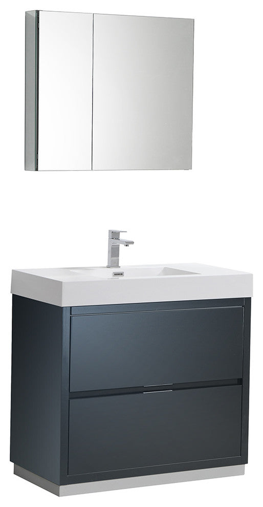 Valencia 36" Dark Slate Gray Free Standing Vanity Set, Cabinet, Faucet FFT9151CH