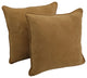 25" Double-Corded Solid Microsuede Square Floor Pillows, Set of 2, Camel