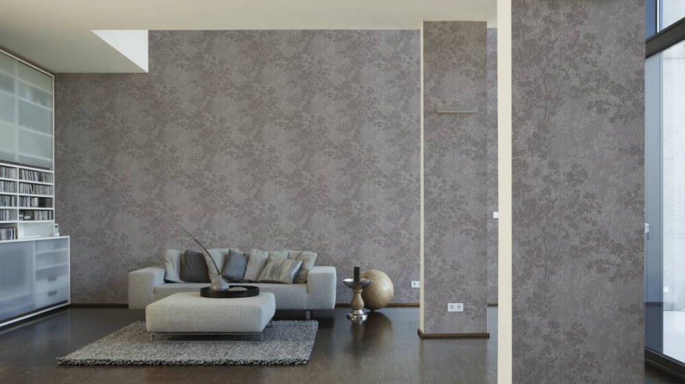 Floral Textured Wallpaper Featuring Branches And Leaves, 373971