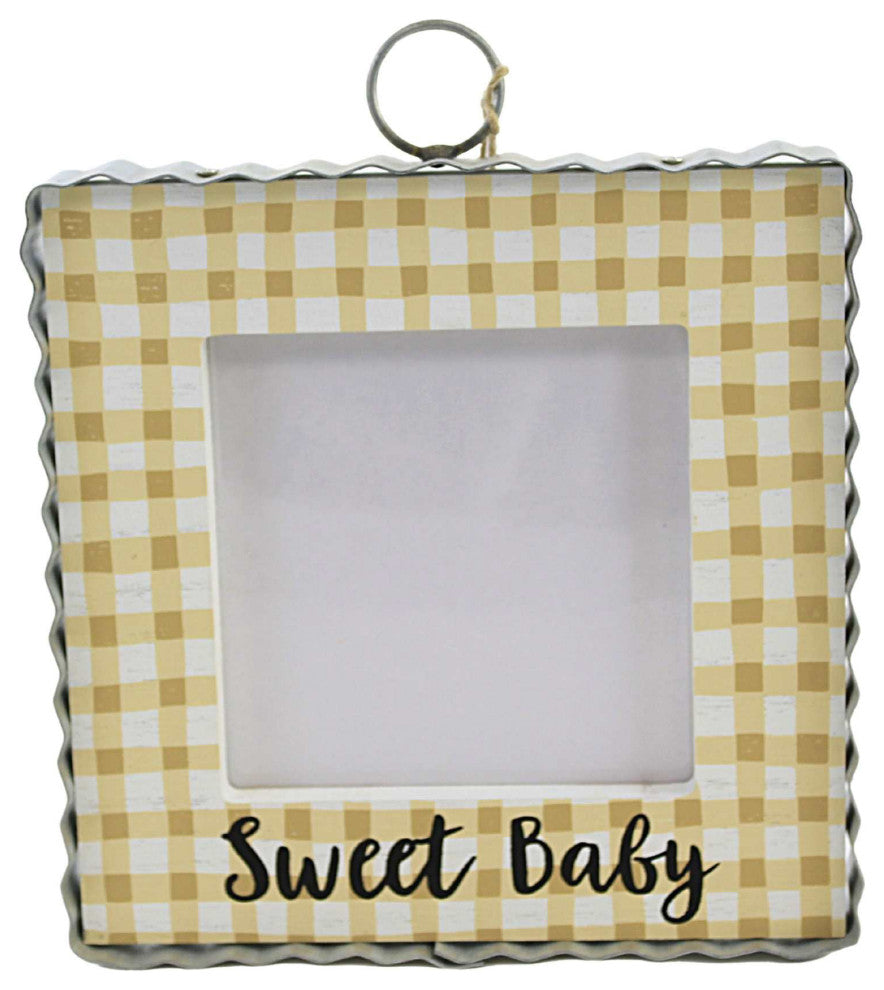 Round Top Collection Sweet Baby Photo Frame Wood Picture Gingham Y22029