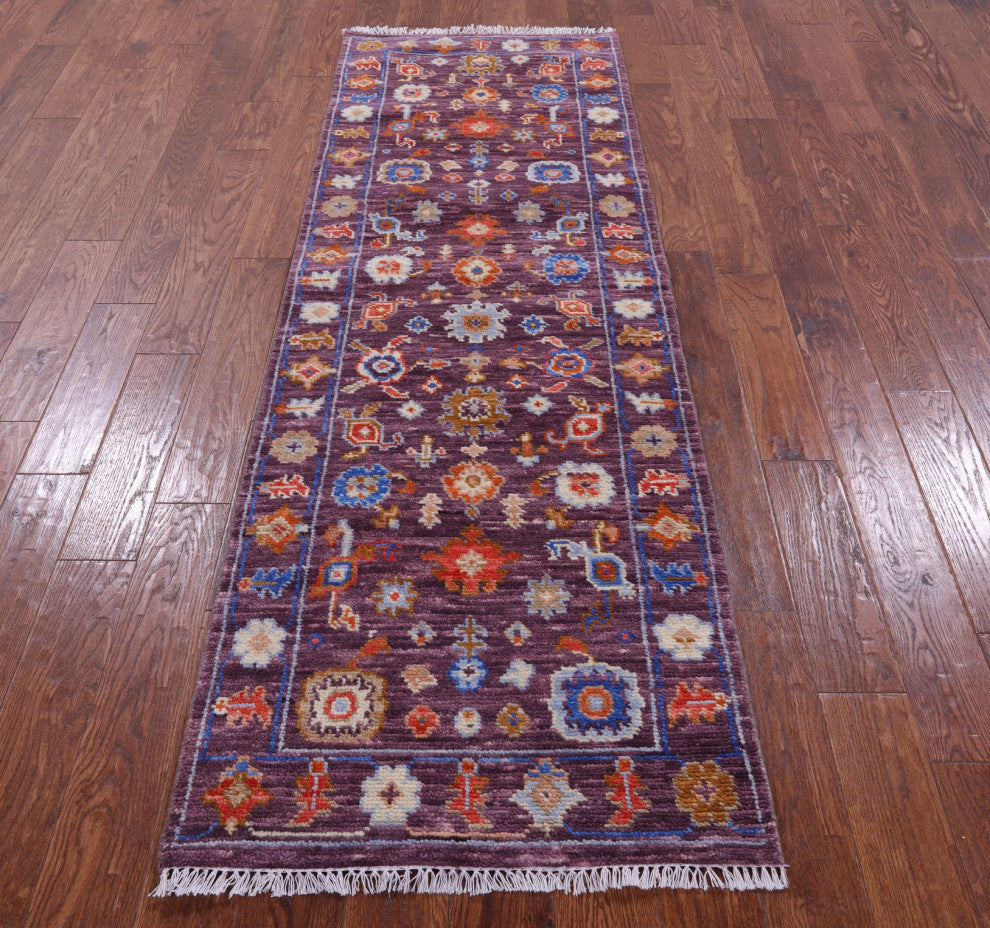 2' 7" X 7' 10" Hand-Knotted Turkish Oushak Wool Runner Rug - Q13675