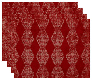 Pyramid Stripe Geometric Print Placemat, Set of 4, Red
