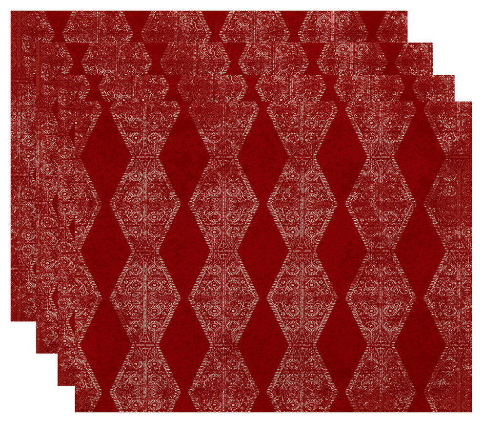 Pyramid Stripe Geometric Print Placemat, Set of 4, Red