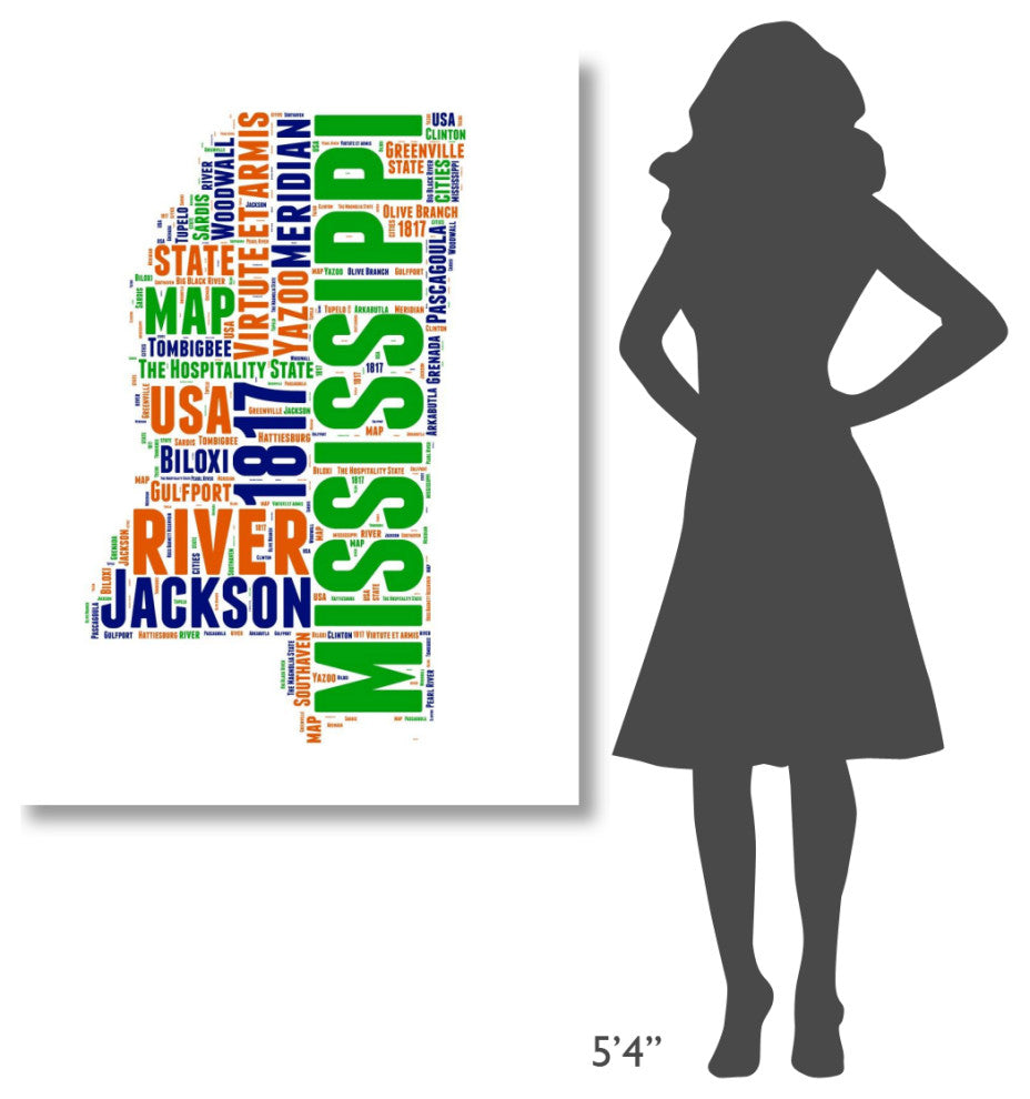 "Mississippi Word Cloud Map" Fine Art Print