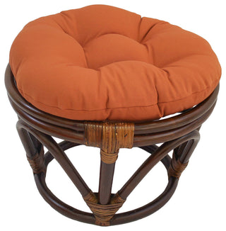 18" Round Solid Twill Tufted Footstool Cushion, Spice