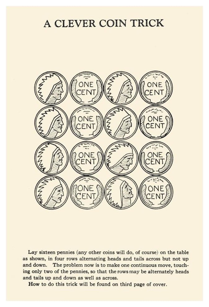 "A Clever Coin Trick - 16 Pennies" Digital Paper Print by Retromagic, 31"x46"