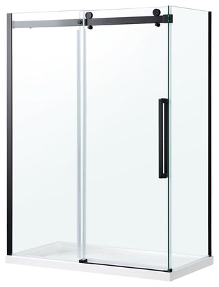 Bel Soft-Close Matte Black 60" Frameless Sliding Soft Close Shower Door