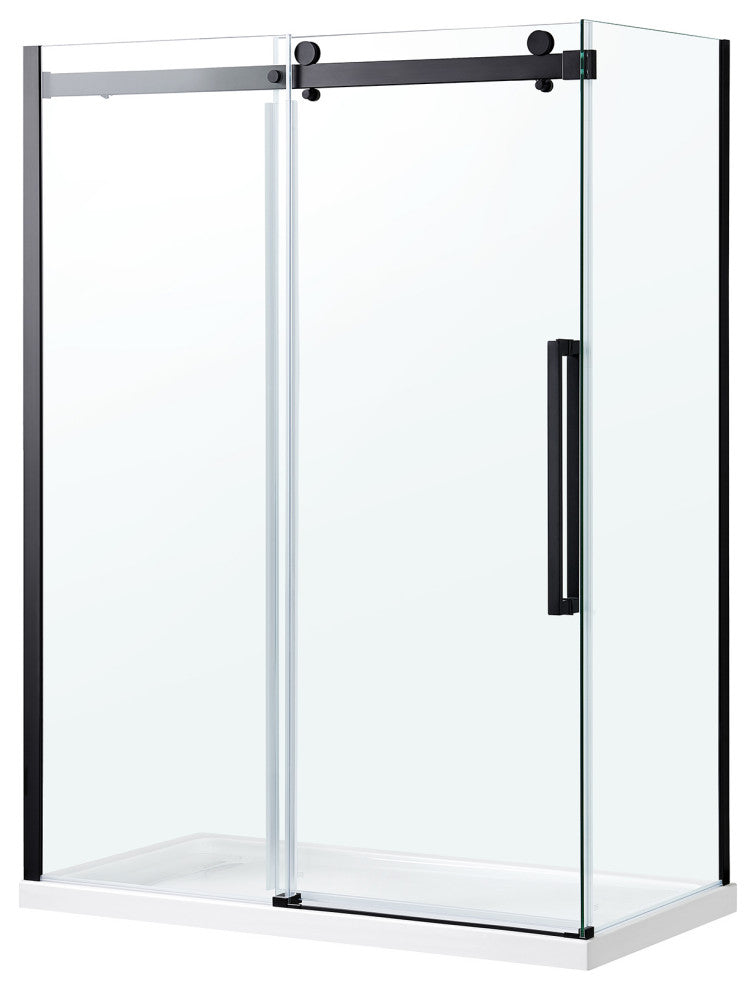 Bel Soft-Close Matte Black 60" Frameless Sliding Soft Close Shower Door