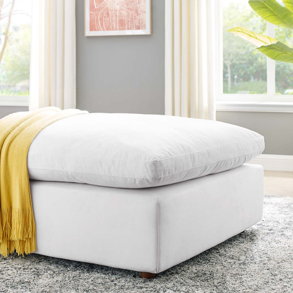 Accent Chair Ottoman, Velvet, White, Modern, Living Lounge Hotel Hospitality