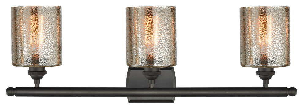 Cobbleskill 3-Light Bath Fixture, Mercury Glass, Oil Rubbed Bronze