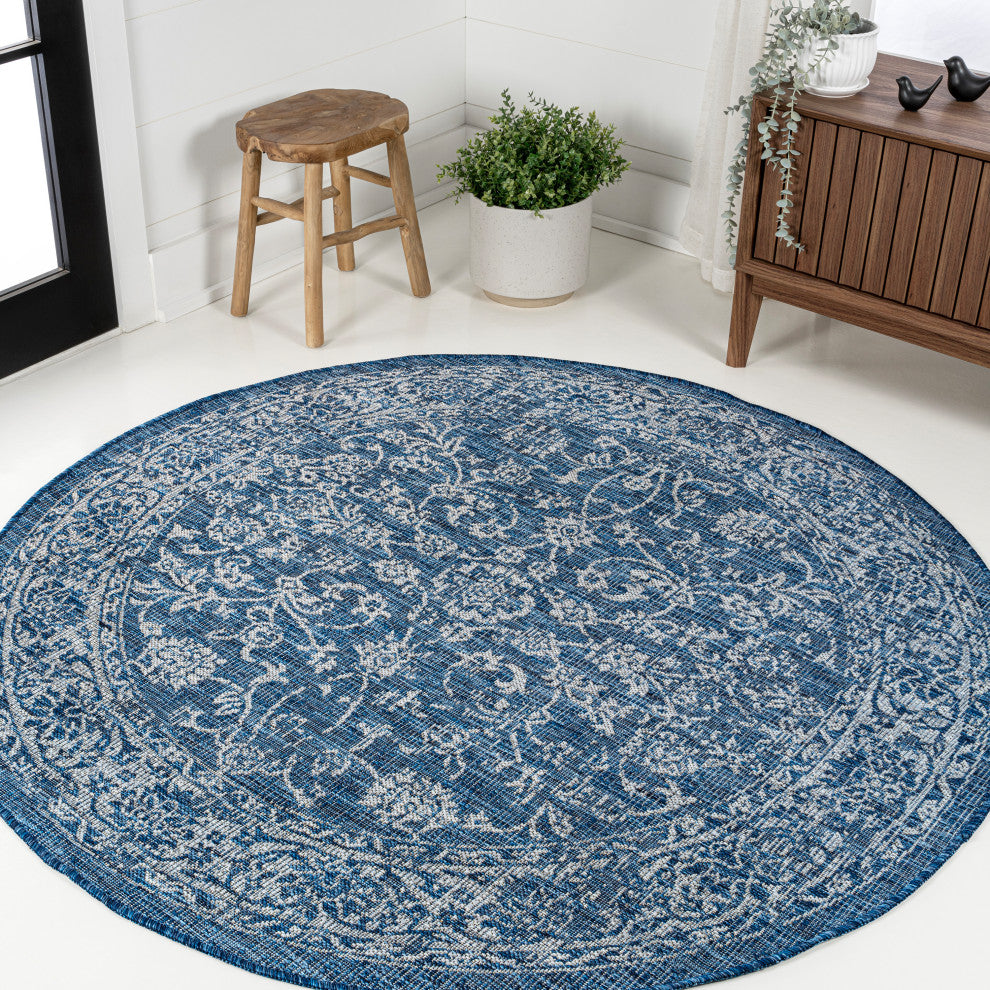 Tela Bohemian Textured Weave Floral Indoor/Outdoor Area Rug