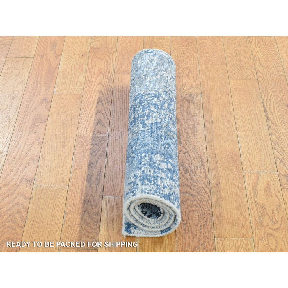 Light Gray, Modern Design, 100% Wool, Hand Knotted Mat Rug, 2'0"x3'2"