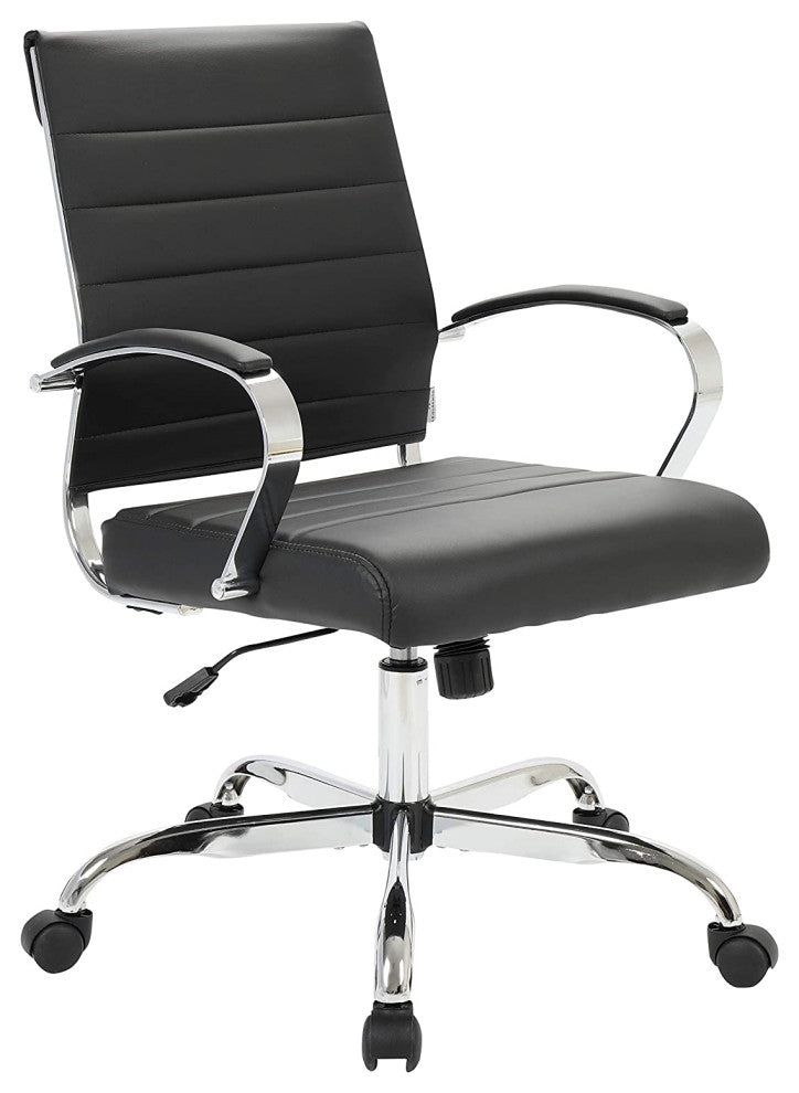 LeisureMod Benmar Leather Office Chair Black