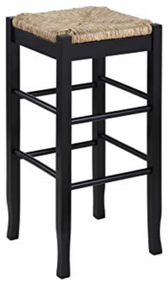29" Square Rush Barstool, Black