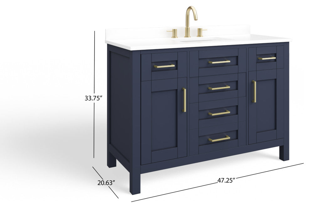 The Oswald Bathroom Vanity, Midnight Blue, 48", Single Sink, Freestanding