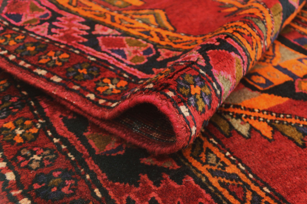 Fine Vintage Distressed Fannie Red/Orange Runner, 3'1x11'3