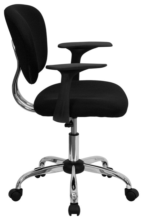 Flash Furniture Mid-Back Black Mesh Task Chair With Arms and Chrome