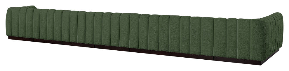 Quinn Chenille Upholstered 8-Piece L-Shaped Modular Sectional, Green