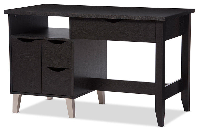 Mckenzie Modern Dark Brown Wood 3-Drawer Home Office Study Desk