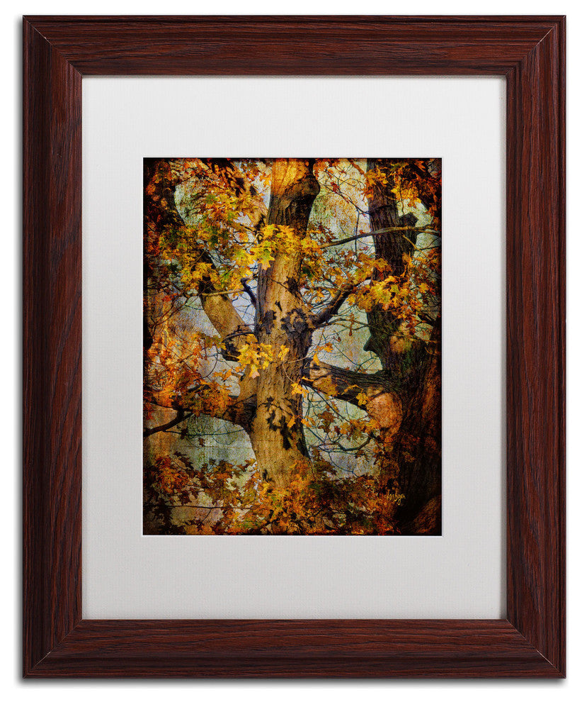'Autumn Oaks in Dance Mode' Matted Framed Canvas Art by Lois Bryan