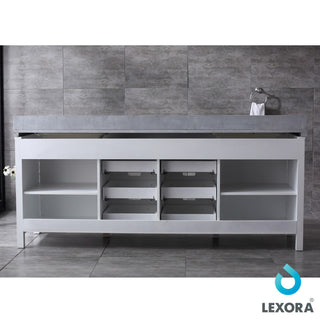 Marsyas 84" Double Vanity, No Top and 34" Mirrors, White