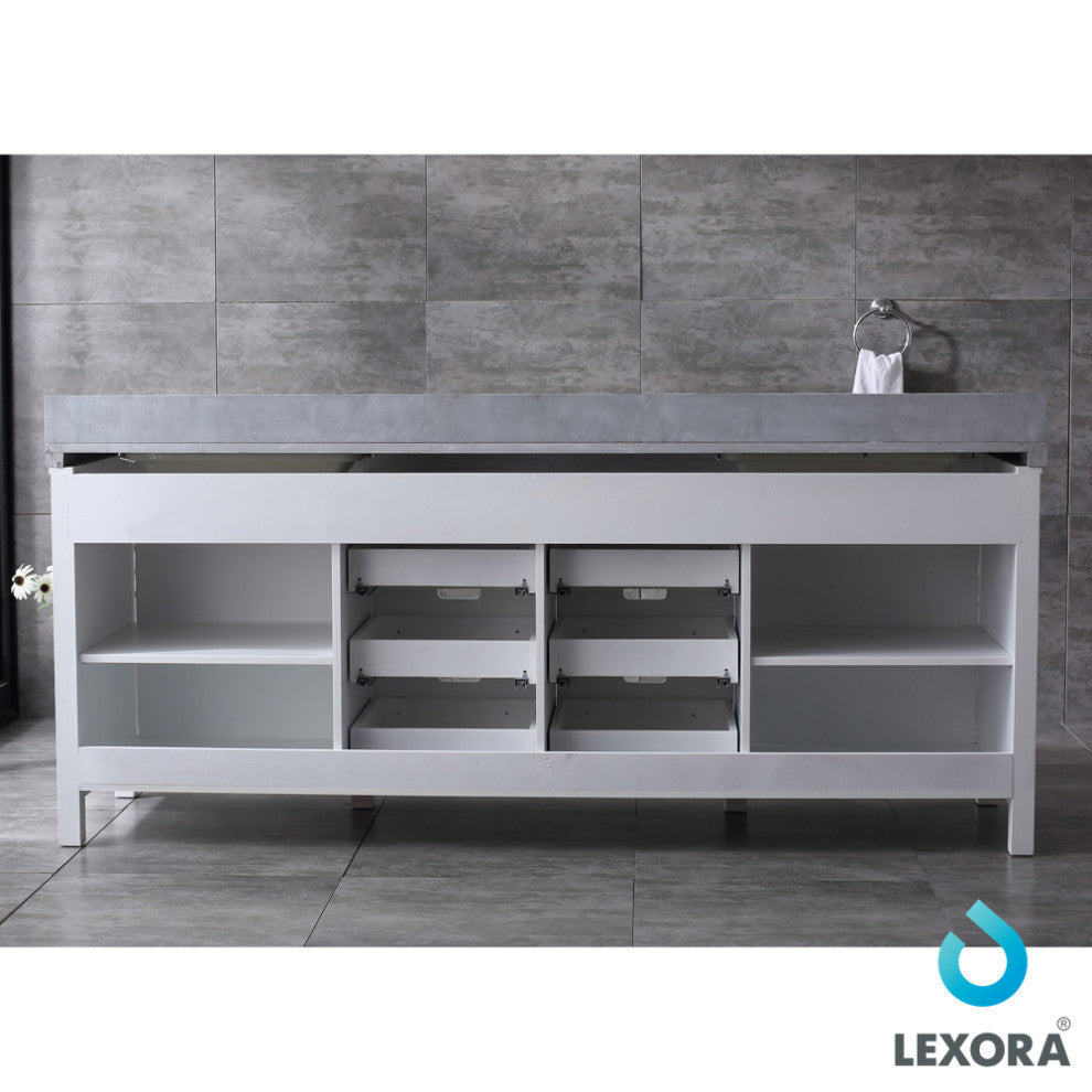 Marsyas 84" Double Vanity, No Top and 34" Mirrors, White