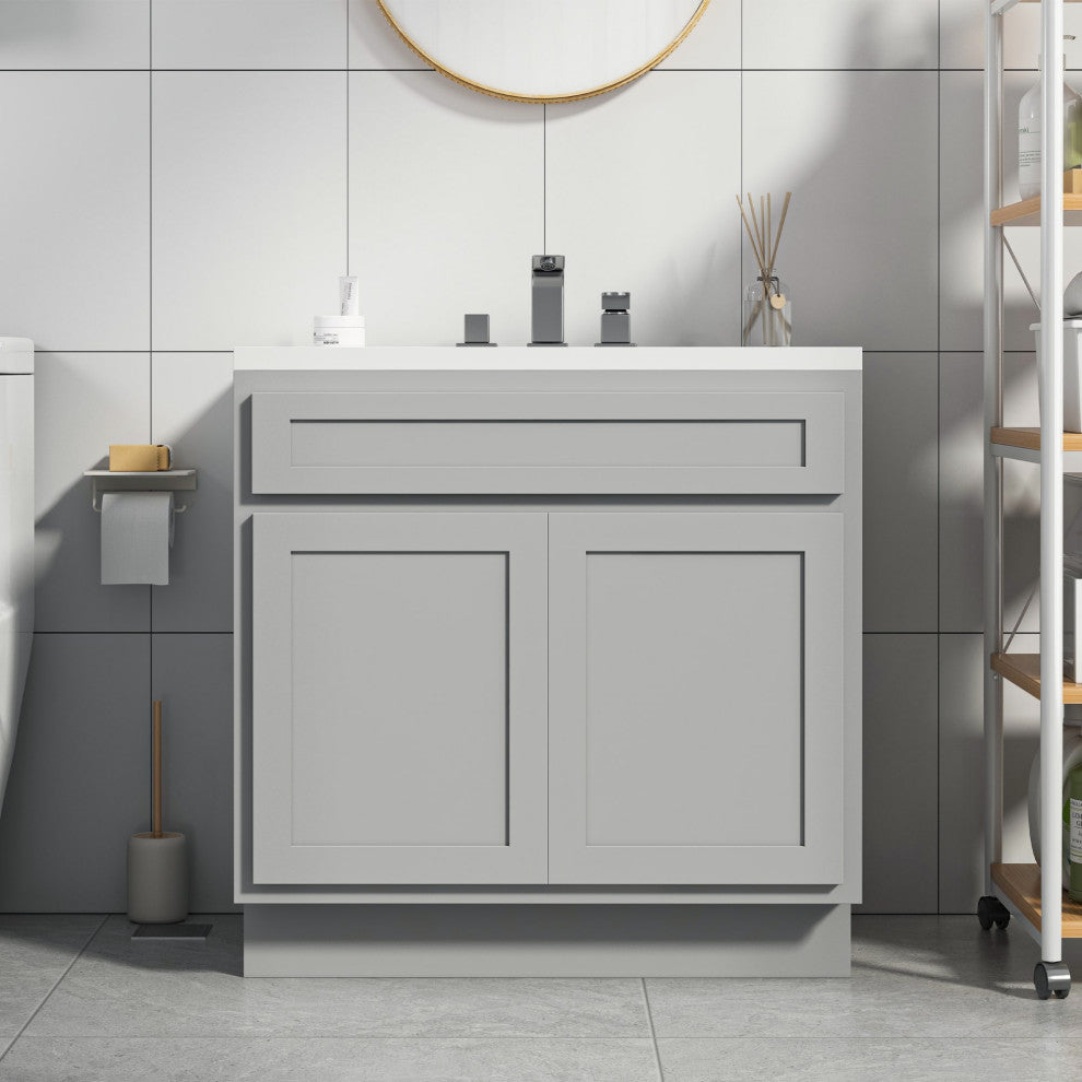 Vanity Art Vanity Base Cabinet, No Top, 36", Gray