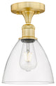 Bristol Glass-1 Light 8" Semi-Flush Mount-Satin Gold, Clear Glass Shade
