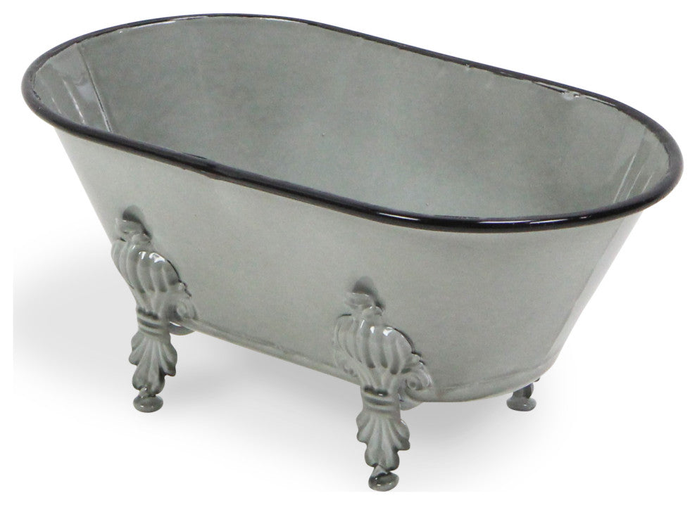 Lavande Metal Fleur-de-Lis Tub Decor - Small - Gray