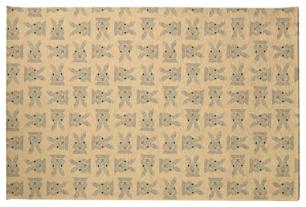 Criss Cross Bunnies Easter Chenille Rug, Corn Yellow, 2'x3'