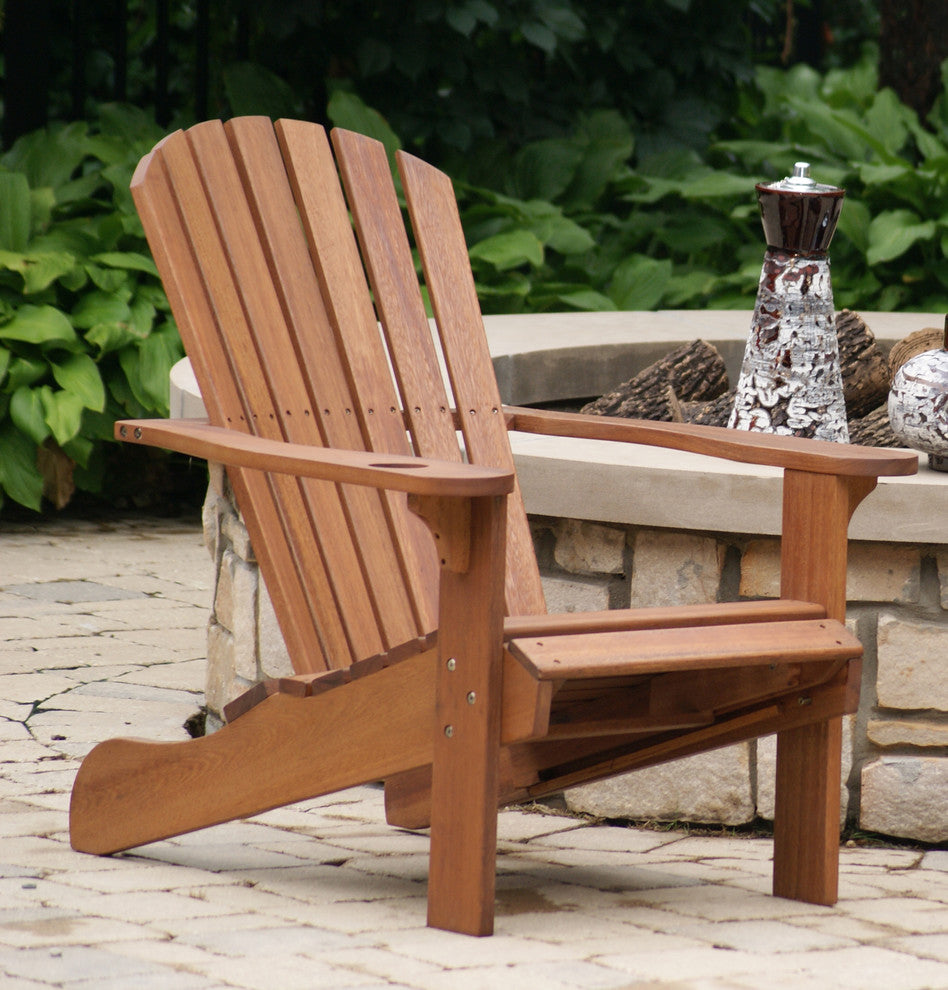 Eucalyptus Adirondack Chair With Built-In Ottoman
