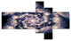 Black White Fractal Flower in Dark, Floral Canvas Art print, 60"x32", 5 panels