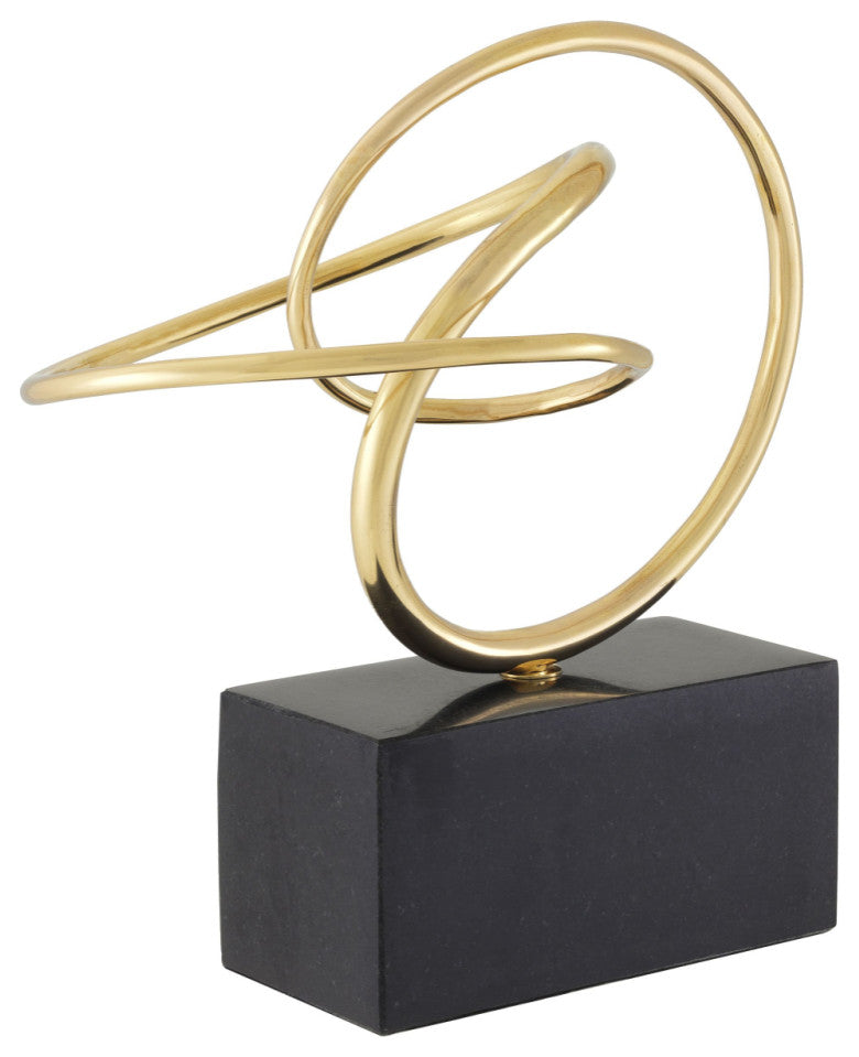 Black Granite Base Abstract Polished Brass Object | Eichholtz Frank
