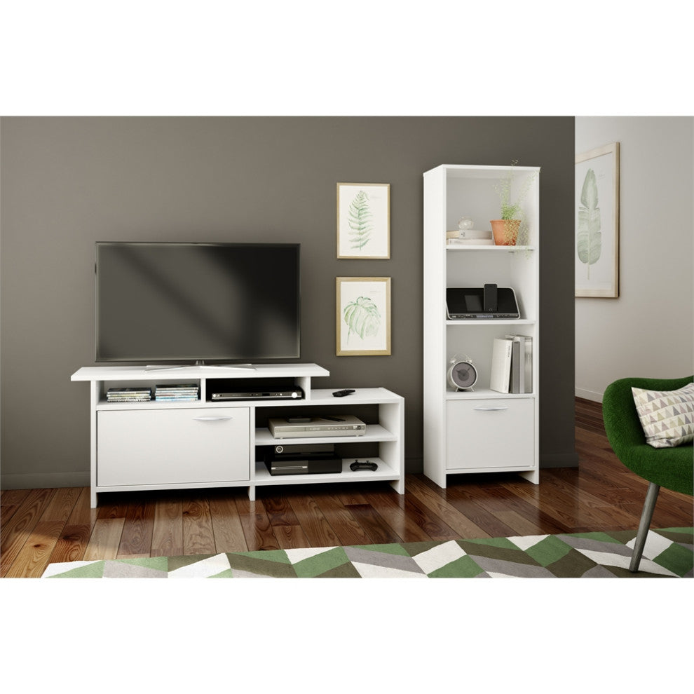South Shore Step One 3-Shelf Bookcase with Door, Pure White