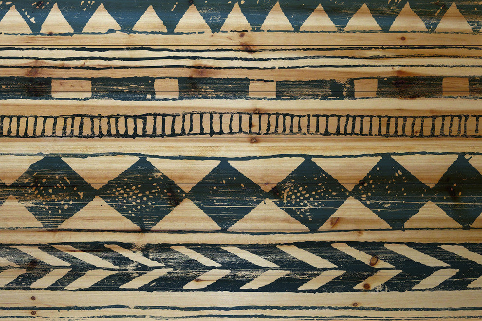 "Shape Chains" Painting Print on Natural Pine Wood